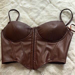 Brown bustier crop top